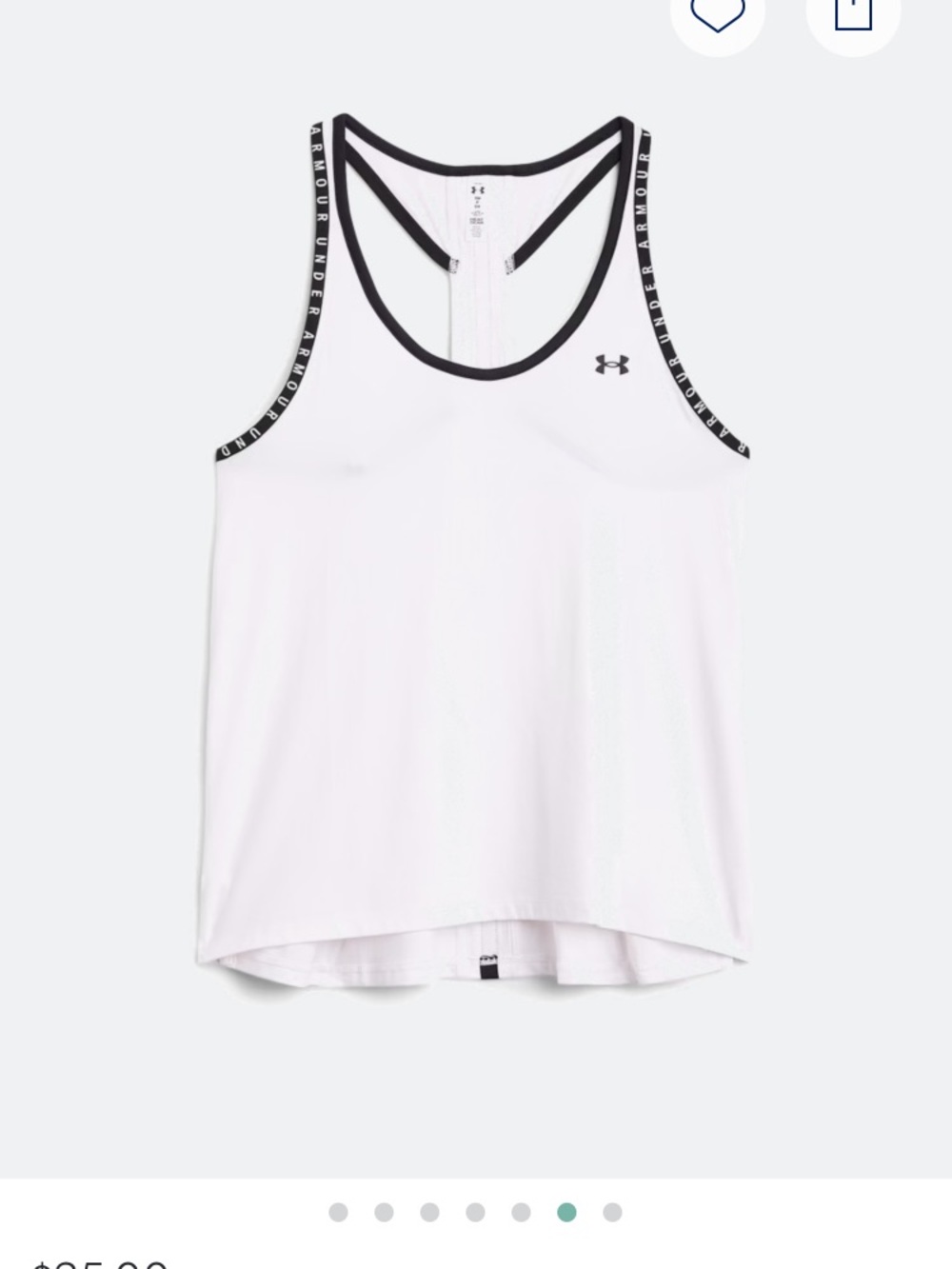 Under Armour White Racerback Tank with Black Trim